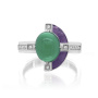 Серебряное кольцо с зеленым ониксом и эмалью