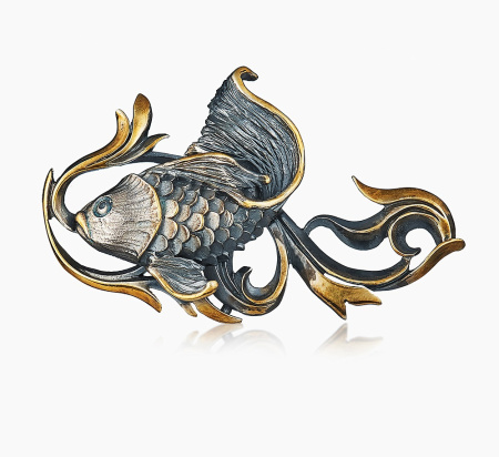 Брошь из серебра «Золотая рыбка»