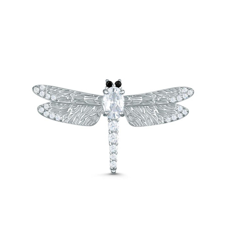 Брошь из серебра с фианитами «Стрекоза»