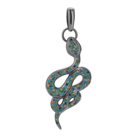 Серебряная подвеска с фианитами «Змея»