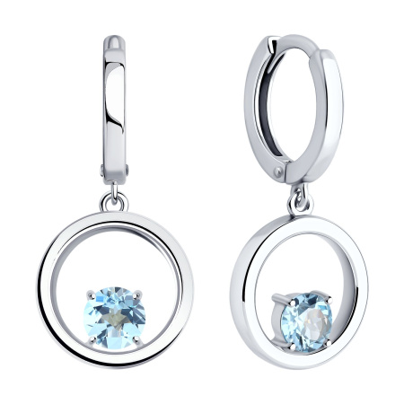 Серебряные серьги с топазом «Круг»