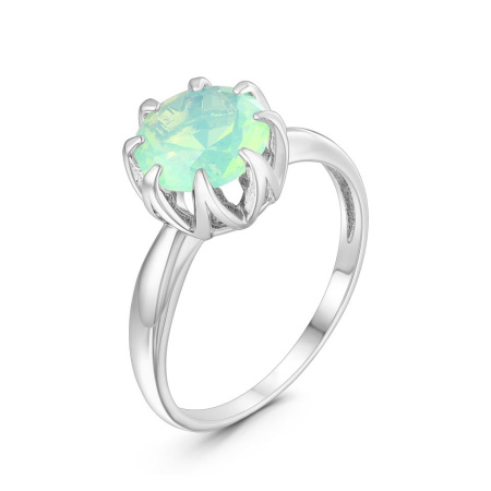 Серебряное кольцо с лунным мятным кварцем