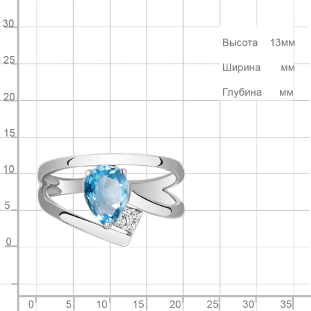 Кольцо из серебра с топазом и фианитами