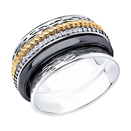 Кольцо из золочёного серебра с фианитами