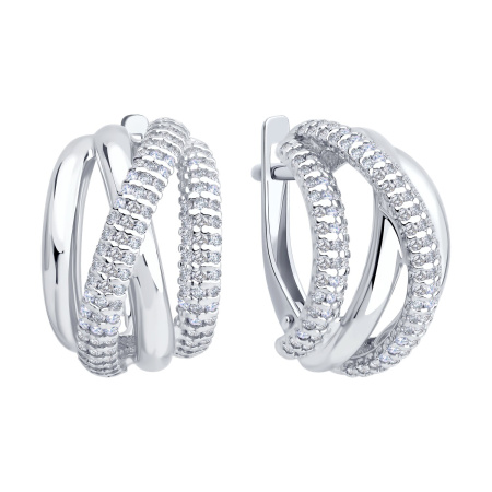 Серьги из серебра с фианитами