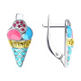 Серебряные серьги с эмалью и фианитами «Мороженое»