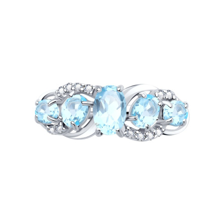 Кольцо из серебра с топазами и фианитами Sokolov