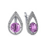 Серьги из серебра с аметистом и фианитами