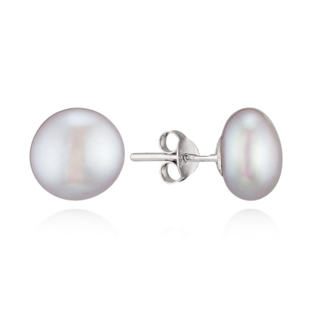 Пуссеты жемчужные из серебра