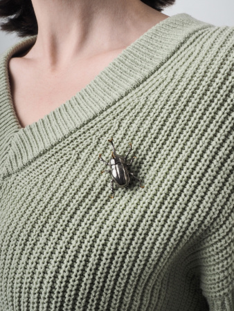 Брошь из серебра с эмалью «Жук»