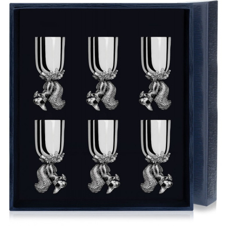 Набор серебряных рюмок «Белка» - 6 предметов