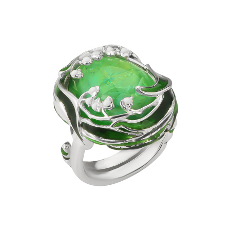 Кольцо из серебра с эмалью «Ландыши»