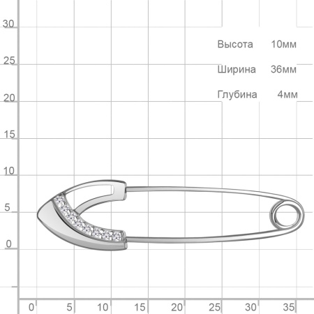 Булавка из серебра с фианитами