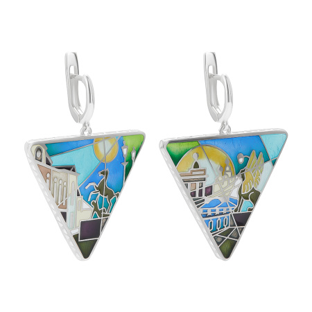 Серьги из серебра с эмалью «Азбука Петербурга» день