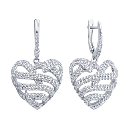 Серьги из серебра с фианитами «Змея»