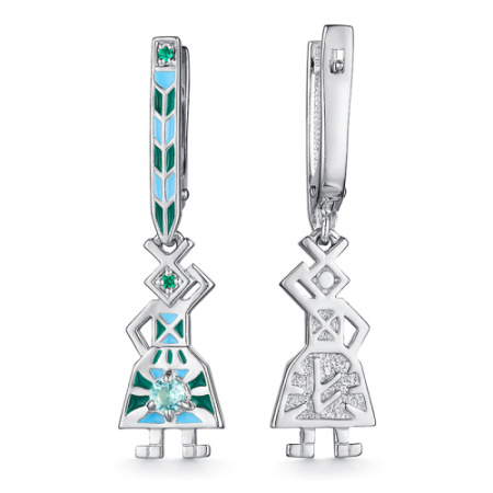Серьги из серебра с эмалью «Берегиня - Желанница»