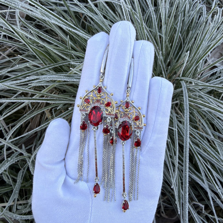 Серебряные серьги «Русская красавица» кокошник
