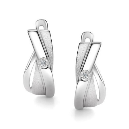 Серебряные серьги с бриллиантом