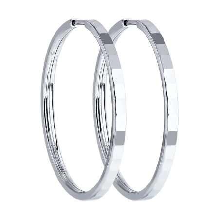 Серьги конго из серебра с алмазной гранью 2 см