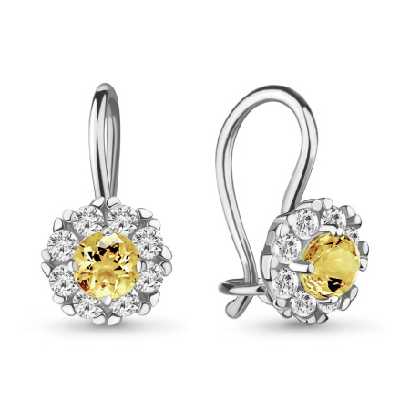 Серьги из серебра с фианитами и стеклом «Цветы»