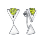 Пуссеты из серебра «Треугольник» с хризолитом