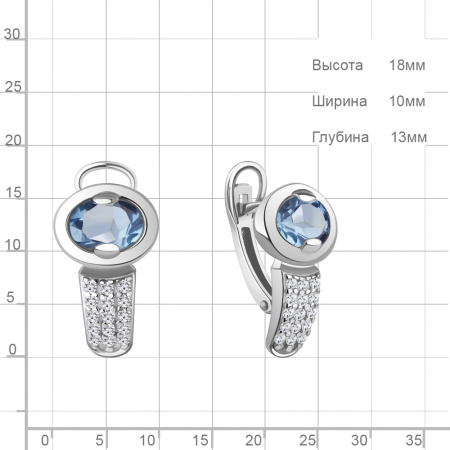 Серебряные серьги с топазами и фианитами