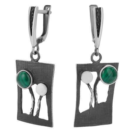 Серебряные серьги с малахитом