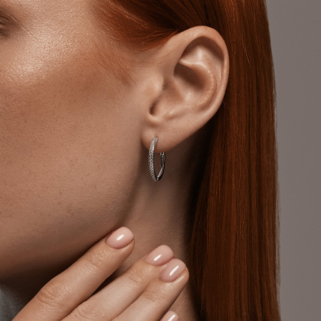 Серебряные серьги-конго с фианитами 2 см