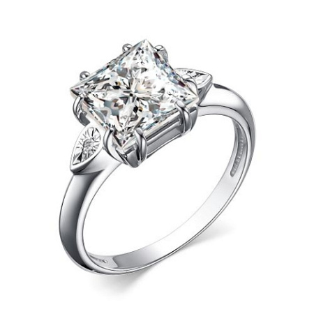 Серебряное кольцо с горным хрусталем и бриллиантом