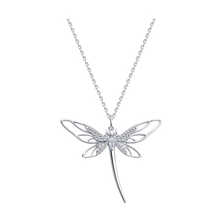 Колье из серебра с фианитами «Стрекоза»