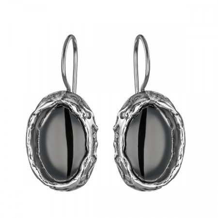 Серебряные серьги с гематитом