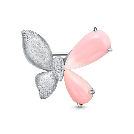 Брошь из серебра с фианитами и перламутром «Бабочка»