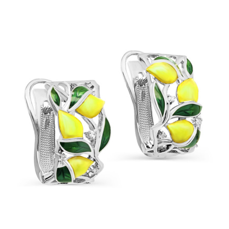 Серьги из серебра с бриллиантами «Санторини Лимон»
