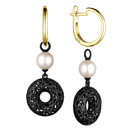 Серьги из серебра с жемчугом в позолоте