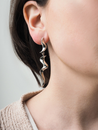 Ассиметричные серьги из серебра