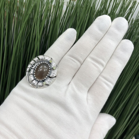 Серебряное кольцо «Галактика» с раухтопазом