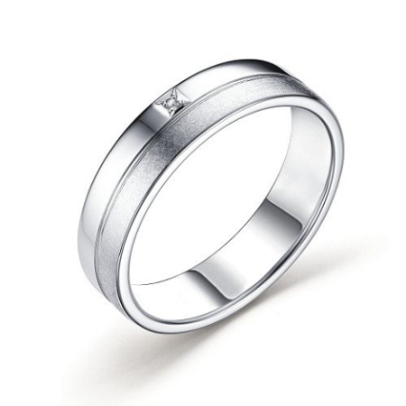 Серебряное обручальное кольцо с бриллиантом