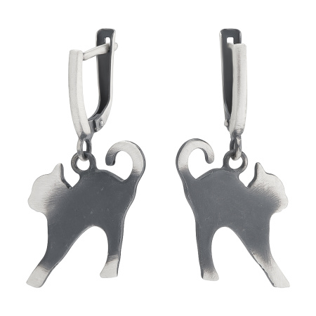 Серебряные серьги «Кот»
