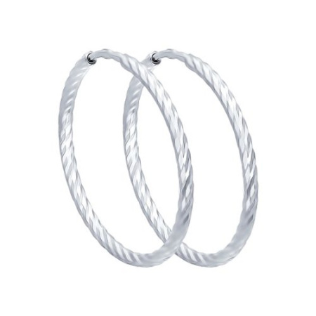 Серьги конго из серебра с алмазной гранью