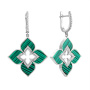 Серебряные серьги с синтетическим малахитом «Цветок»