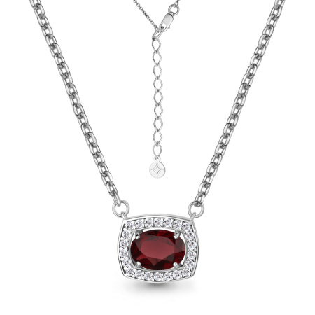 Колье из серебра с гранатом и фианитами