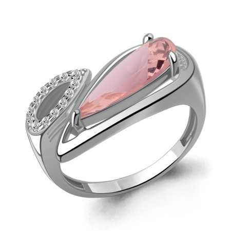 Серебряное кольцо с фианитами и наноморганитом