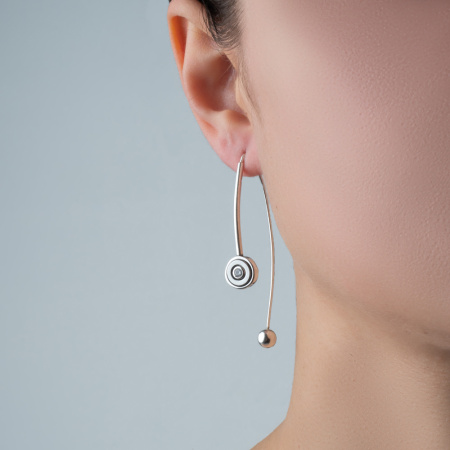 Серьги из серебра с гематитом