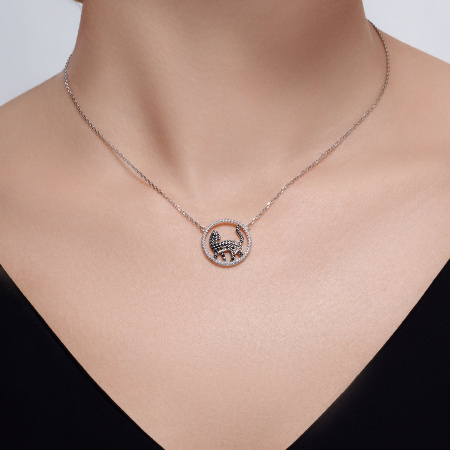 Серебряное колье с фианитами «Кошка»