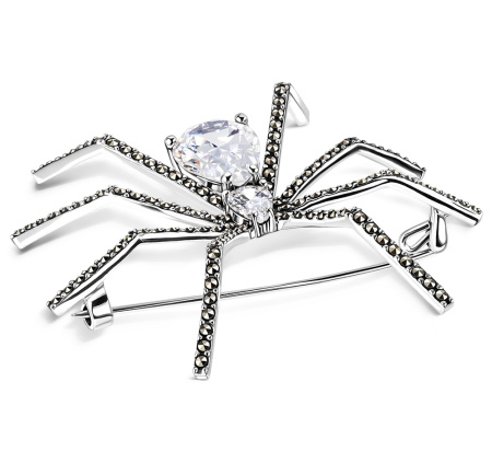 Брошь из серебра «Паук» ALEXANDRE VASSILIEV с марказитами и фианитами Swarovski