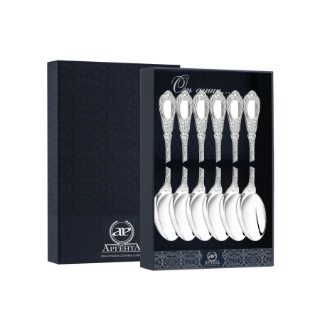 Серебряный набор кофейной ложки «Фамильная» 6 предметов