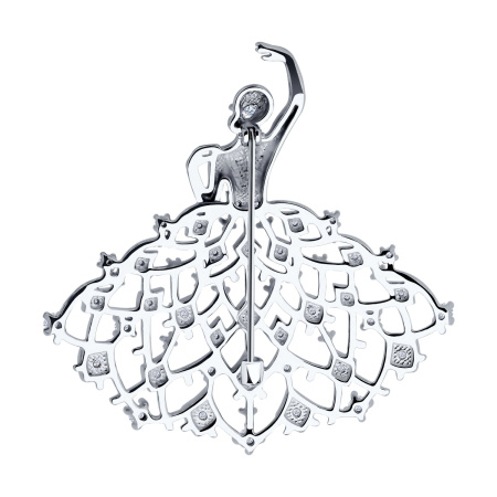 Серебряная брошь с фианитами «Невеста»