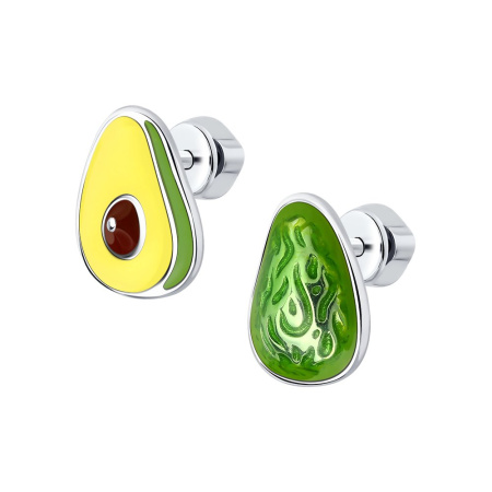 Серьги из серебра с эмалью Sokolov «Авокадо»