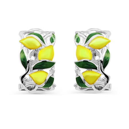 Серьги из серебра с бриллиантами «Санторини Лимон»