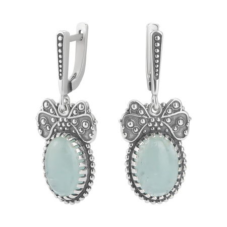 Серебряные серьги с аквамарином «Бабочки»